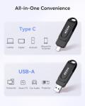 KEXIN USB Stick 512GB USB C Memory Stick 100MB/s Swivel Dual USB 3.0 Flash Drive USB-A & Type-C Pen Drive for Smartphone Tablet iPhone 15/16 Car Game Console, Black