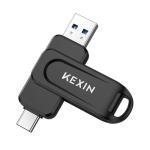 KEXIN USB Stick 512GB USB C Memory Stick 100MB/s Swivel Dual USB 3.0 Flash Drive USB-A & Type-C Pen Drive for Smartphone Tablet iPhone 15/16 Car Game Console, Black