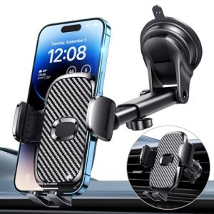 Car Phone Holder[Military-Grade 360°Suction Cup]Phone Holders for Your Car Universal Accessories Air Vent Dashboard Windshield Phone Mount Automotive Cradles Fit for Dash Mounting Kits iPhone
