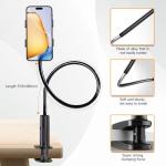Gooseneck Phone Holder, Flexible Bed Phone Holder Stand with 360° Adjustable Arm, Phone Stand for Bed Desk Table Compatible with iPhone 16/15/14/13/12/11 Pro Max, Samsung Galaxy Smartphones(1 pack)