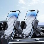 Miracase 2025 Car Phone Holder, Stable Double Steel-Hook Air Vent Car Phone Mount Cradle 360°Rotation, One Button Release Mobile Phone Holder for iPhone, Galaxy, All 4.0''-7'' Smartphones