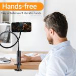 Gooseneck Phone Holder, Flexible Bed Phone Holder Stand with 360° Adjustable Arm, Phone Stand for Bed Desk Table Compatible with iPhone 16/15/14/13/12/11 Pro Max, Samsung Galaxy Smartphones(1 pack)