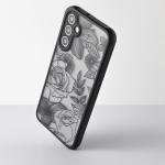 Dumkery Cute Phone Case Compatible with Samsung Galaxy A16 5G, Aesthetic Black Line Art Floral Rose Pattern Print, Hard PC Heavy Duty Protection Cases Cover for Girls Women