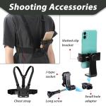 Mount Chest Strap for GoPro 13 12 11 10 9 Max 8 7 6 5, Insta360, DJI Osmo, Action Cameras, Mobile Phones, iphone, Chest Mount Holder for Filming, Harness Strap with Phone Holder Kit Adjustable