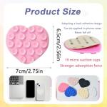 Heart-Shaped Silicone Phone Sticky Grip - Adhesive Back Phone Holder for iPhone & Android, Selfie Mirror Mount with Strong Suction Cup, Hands-Free Grip for Phone Case (Pink, White, Black)