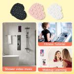 Heart-Shaped Silicone Phone Sticky Grip - Adhesive Back Phone Holder for iPhone & Android, Selfie Mirror Mount with Strong Suction Cup, Hands-Free Grip for Phone Case (Pink, White, Black)