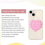 Heart-Shaped Silicone Phone Sticky Grip - Adhesive Back Phone Holder for iPhone & Android, Selfie Mirror Mount with Strong Suction Cup, Hands-Free Grip for Phone Case (Pink, White, Black)