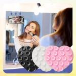 Heart-Shaped Silicone Phone Sticky Grip - Adhesive Back Phone Holder for iPhone & Android, Selfie Mirror Mount with Strong Suction Cup, Hands-Free Grip for Phone Case (Pink, White, Black)