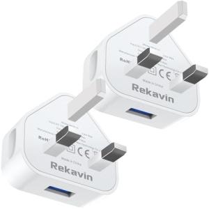 Dual USB UK Wall Charger Plug - 2 Pack