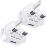 Dual USB UK Wall Charger Plug - 2 Pack