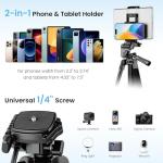 Lightweight 83'' Phone Tripod Stand with Remote