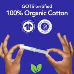 Organic Cotton Tampons with Plant-Based Applicator - 18 Count