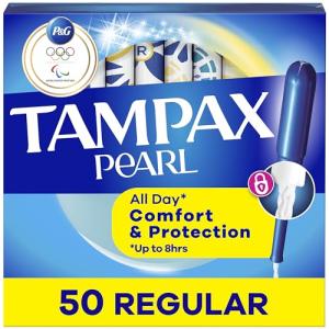 Tampax Pearl Regular Absorbency Tampons, 50 Count