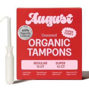 Organic Cotton Super and Regular Tampons 24-Pack