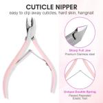 Pink Cuticle Trimmer Set with Dual End Pusher
