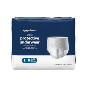 Amazon Basics Unisex Overnight Protective Underwear, Large