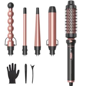 Wavytalk 5-in-1 Curling Wand Set in Rose Gold
