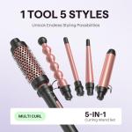 Wavytalk 5-in-1 Curling Wand Set in Rose Gold