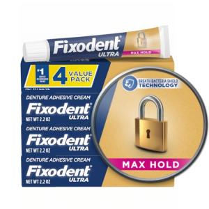 Fixodent Ultra Max Hold Denture Adhesive Cream 4-Pack