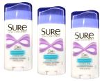 Sure Deodorant Unscented Invisible Solid - 3 Pack