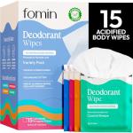 Travel-Friendly Acidified Deodorant Wipes - 15 Count