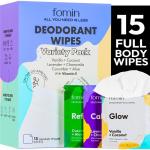 FOMIN pH Balanced Travel Deodorant Wipes - 15 Pack