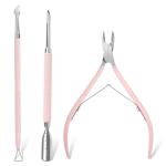 Pink Cuticle Trimmer Set with Dual End Pusher