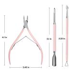 Pink Cuticle Trimmer Set with Dual End Pusher
