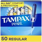Tampax Pearl Regular Absorbency Tampons, 50 Count