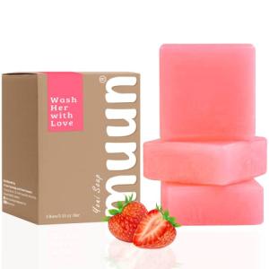 Muun Strawberry Yoni Soap Bar Pack - pH Balanced