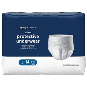 Amazon Basics Unisex Overnight Protective Underwear, Large