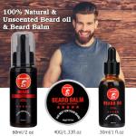 Beard Grooming Kit with Oil, Balm, and Tools