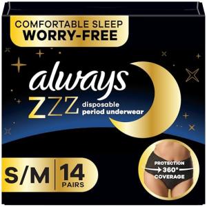 Always ZZZ Overnight Disposable Period Underwear, 14 Count