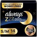 Always ZZZ Overnight Disposable Period Underwear, 14 Count