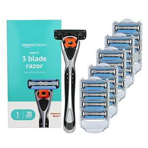 Amazon Basics 3-Blade Men's Razor Set, 21 Pieces