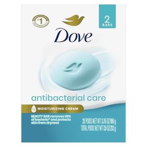 Dove Antibacterial Beauty Bar Soap, 2 Count