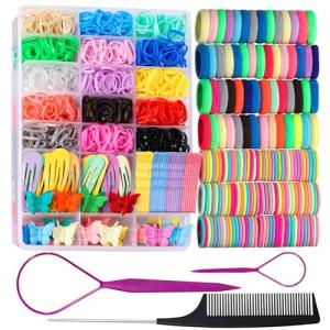 Colorful Elastic Hair Bands with Clips Set