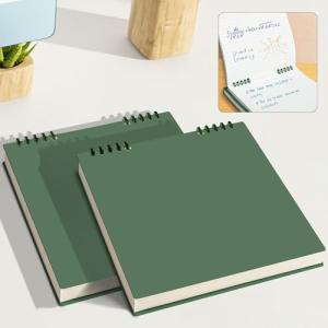 Stylish Green Minimalist Spiral Notebooks - 2 Pack