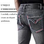Embroidered Classic Fit Black Denim Work Pants