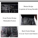 Embroidered Classic Fit Black Denim Work Pants