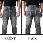 Embroidered Classic Fit Black Denim Work Pants