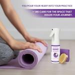 Lavender Yoga Mat Cleaner Kit with Brush and Cloth