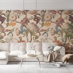 Beige Floral Peel and Stick Wallpaper Mural