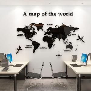 Large 3D World Map Wall Decal for Home