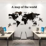 Large 3D World Map Wall Decal for Home
