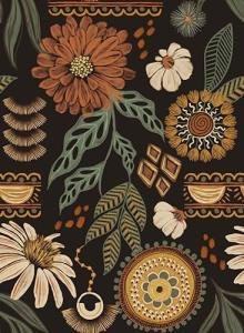 Boho Floral Peel and Stick Wallpaper Mural