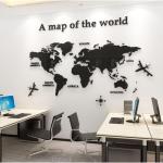 Large 3D World Map Wall Decal for Home
