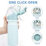 Light Blue Leopard Insulated Water Bottle with Straw