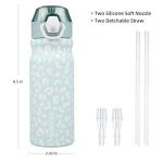Light Blue Leopard Insulated Water Bottle with Straw