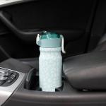 Light Blue Leopard Insulated Water Bottle with Straw